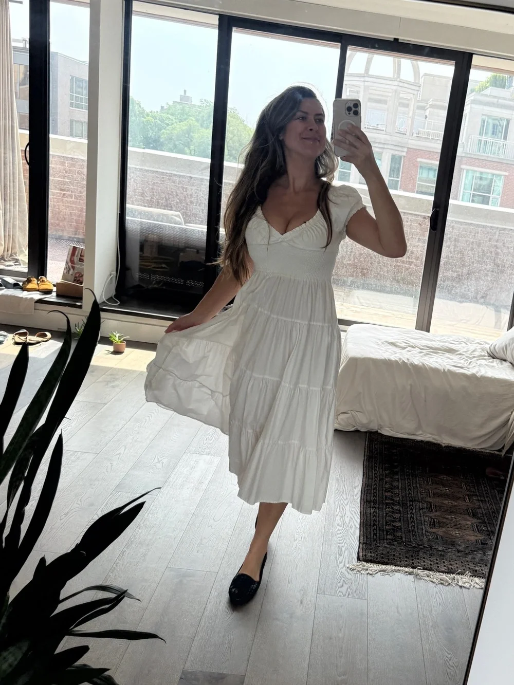 Danielle Bernstein Cotton Smocked Midi Dress - Picture 5 of 10